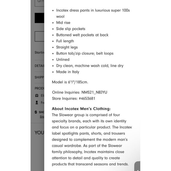 Incotex Men Super 100s Wool dress pants, Size 34 - Picture 2 of 16